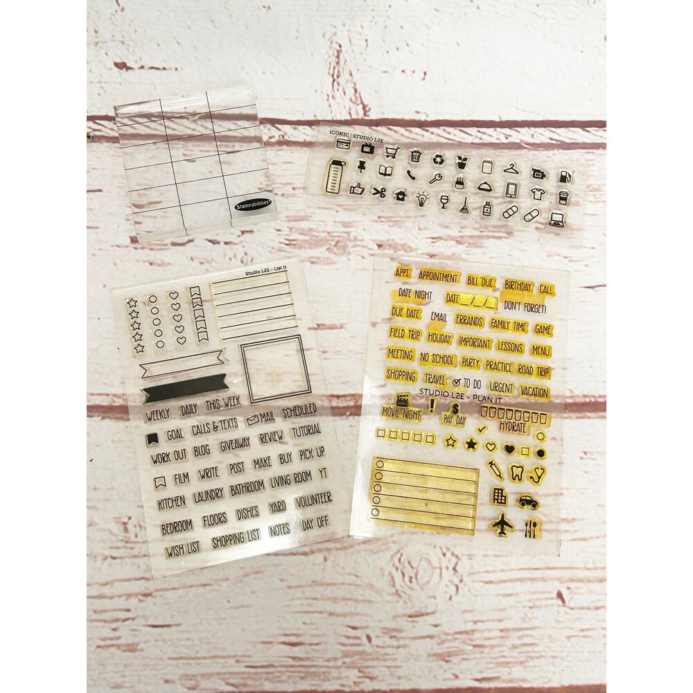 STUDIO L2E Plan It Clear Stamp Lot Acrylic Block Set Planner Scrapbooking